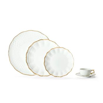 Plato de canapé (x6) porcelana blanco/oro