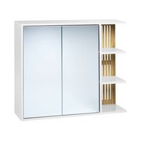armario de bano montado con espejo de bambu mdf estantes de almacenaje muebles de bano blanco y madera clara nubes