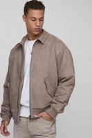 chaqueta harrington tall oversize recta de ante sintetico beige