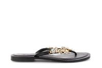 chanclas planas de piel con accesorios joya black 38