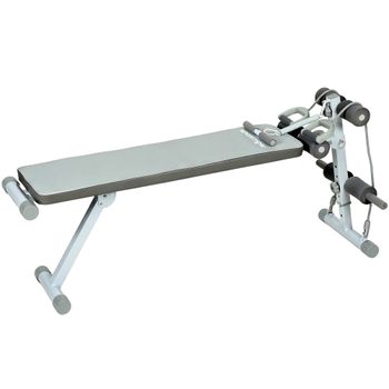 SPORTNOW Banco de Abdominales Ajustable Multifunción, 141x52x54-71 cm, Azul y Blanco   Aosom España