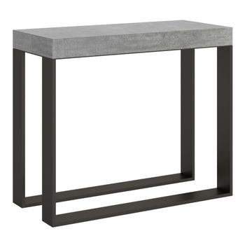 Consola extensible 90x40/196 cm efecto madera gris cemento, hierro