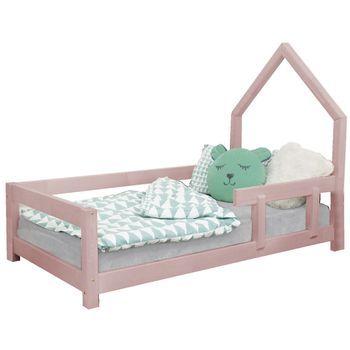Cama Cabaña Infantil 80 X 160 Rosa Pastel 1