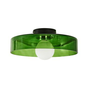 Lámpara De Techo De Vidrio Con Montaje Empotrado Y Pantalla Redonda Verde Luguse