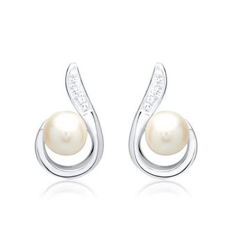Pendientes mujer 14 quilates oro blanco perlas