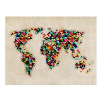 papel pintado 3d - world map - a kaleidoscope of colors 300x231 cm