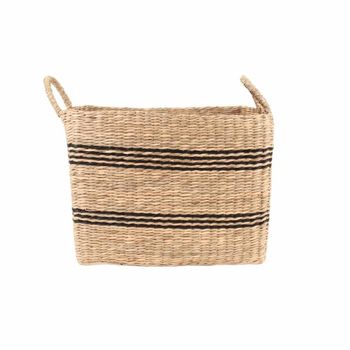 Cesta rectangular de junco de mar con asas 37x27cm