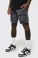 pantalon corto holgado cargo destenido gris