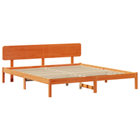 cama matrimonial  cama doble  estructura de cama con cabecero marron encerado 180x200 cm madera maciza de pino cfw66302