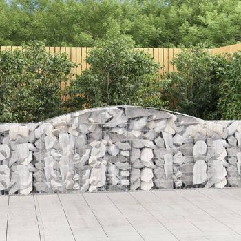 Cestas De Gaviones 2 Piezas | Gavión Para Piedras | Gavión Decorativo Forma De Arco Hierro 400x30x100/120 Cm Cfw847135