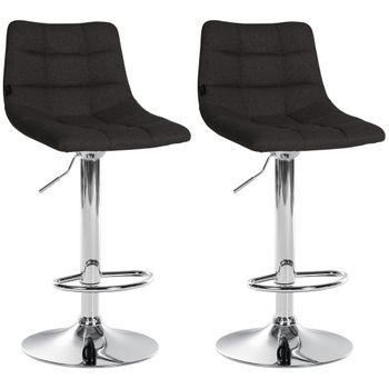 Set De 2 Taburetes De Bar Jerry En Tela Negro 46.5x43x87 Cm Clp