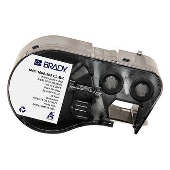 Brady M4C-1000-595-CL-BK cinta vinilo negro sobre transparente 25,4 mm x 6,1 m (original)