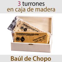 lote de 3 turrones artesanos en baul de chopo jijona alicante