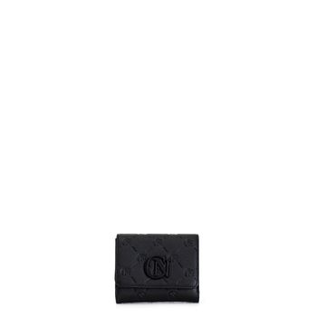 billetera con logotipo en relieve en toda la superficie black taglia unica