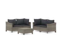 set de muebles de jardin 5 piezas y cojines ratan sintetico gris