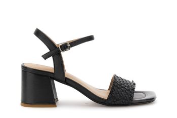 sandalias de piel con tiras tejidas black
