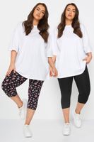 yours juego 2 leggings capri negro y floral con mariposas mujer curvy y tallas grandes yours
