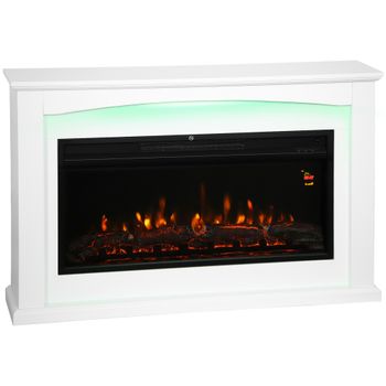 HOMCOM Chimenea Eléctrica 1000/2000 W Chimenea Decorativa Falsa Efecto Llama con 5 Niveles de Luminosidad Ajustables 121x25x77 cm Blanco   Aosom España