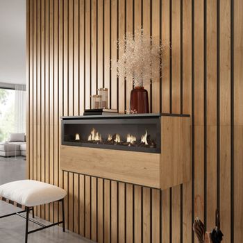 Chimenea eléctrica led efecto madera roble 102x35x45cm efecto fuego
