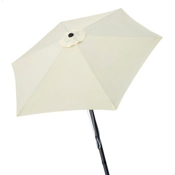 Sombrilla de Jardín Hexagonal con Doble Polea, Ø270 Cm, Crema
