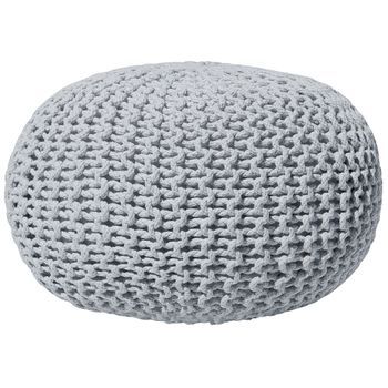 Puf Otomana Gris Claro Tejido De Algodón Relleno De Eps Reposapiés Pequeño Redondo 40 X 25 Cm Conrad