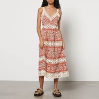 sea new york joah guipure lace and cotton sleeveless midi dress - us 8uk 12