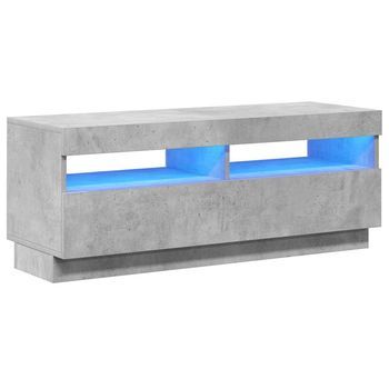 Mueble Tv | Mueble De Salón | Armario Tv Con Luces Led Gris Hormigón 100x35x40 Cm