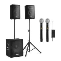 sistema sonido vonyx vx1015bt 1000w bluetooth 2 microfonos inalambricos
