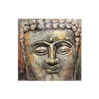 cuadro madera metal 80x80x7 buda pintado mano