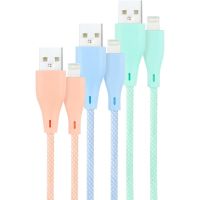 nanocable pack 3 cables mallados usb 20 a lightning machomacho 1m rosaazulverde