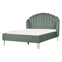 cama con somier de terciopelo verde 140 x 200 cm cabecero ambillou