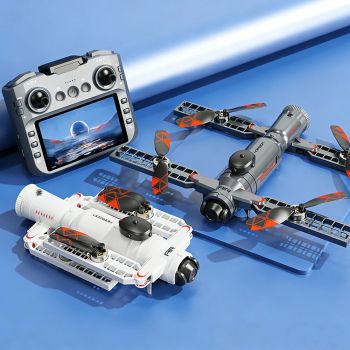 SHRC AE22 Nave espacial aeroespacial interestelar WiFi FPV con controlador de pantalla LCD de 4.3 pulgadas, cámara dual