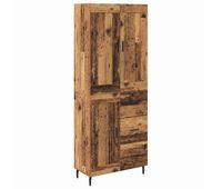 aparador alto - mueble de almacenamiento 2 pcs madera envejecida madera de ingenieria es173