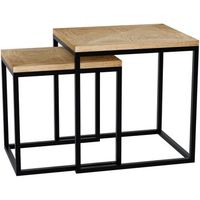juego de 2 mesas auxiliares talero madera natural 38x48x47 cm clp