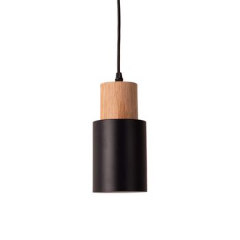 Lámpara techo escandinava metal y madera negro e27