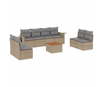 Vidaxl set de sofás de jardín 9 pzas con cojines ratán sintético beige