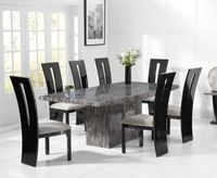 crema 180cm grey marble dining table with verbier chairs