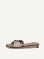 caprice mule brown made of leather with block heel size 38