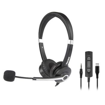 Hamlet HHEADM-CJS auricular y casco Auriculares Alámbrico Diadema Oficina/Centro de llamadas USB Tipo C Negro
