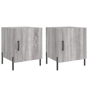 Juego De 2 Mesitas De Noche - Mesillas Madera Ingeniería Gris Sonoma 40x40x50 Cm Mc4536