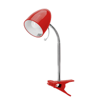 aigostar lampara de escritorio con pinza retro de metal sin bombilla luz lectura con clip para cama compatible con led bombillas modelo e27 max-240v lampara lectura para leer trabajar rojo