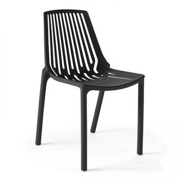 Silla De Jardín De Plástico Negro Con Diseño Perforado, Paris - Oviala