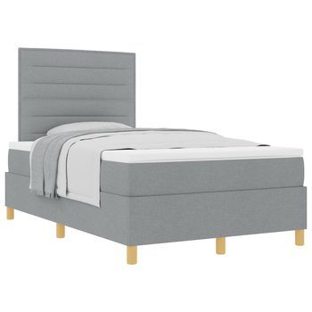 Cama Tapizada 203x120x128 Cm Madera Tratada, Madera Maciza De Pino - Gris