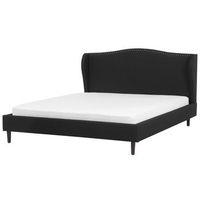 cama doble tapizada negra 180 x 200 cm con somier y cabecero estilo glamour colmar