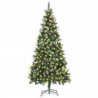 arbol de navidad artificial iluminado con luces y pinas 210 cm vidaxl