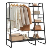 perchero para ropa con zapatero negro ebano  negro mate