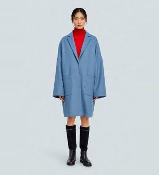 Semicouture para mujer. Y6WV64 Abrigo Sigmund azul (M), Casual, Lana, Clásico