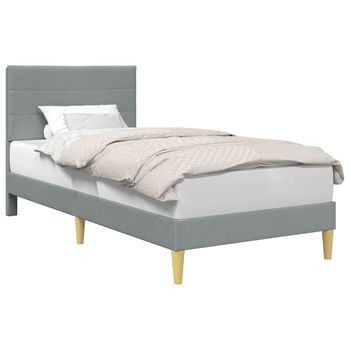 Cama Individual | Cama Para Adulto | Estructura De Cama Con Cabecera Gris Claro 80 X 200 Cm Tela