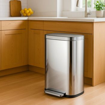 Cubo de basura de cocina de reciclaje plata  60l