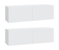 muebles tv - mesas de tv de pared 2 uds madera ingenieria blanco 100x30x30 cm